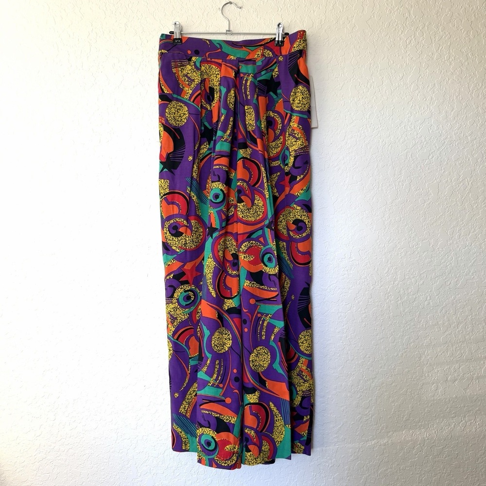 Vtg 80s 90s Baggy Party Pants Womens Large Bold Loud Hammer Wacky NWT Deadstock